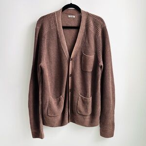 OOBE Brand Linen Heyward Cardigan Sweater Chocolate Brown Size Small